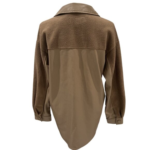 Heartloom Tonya Womens Shacket Jacket S Brown Fleece & Faux Leather - Picture 4 of 10